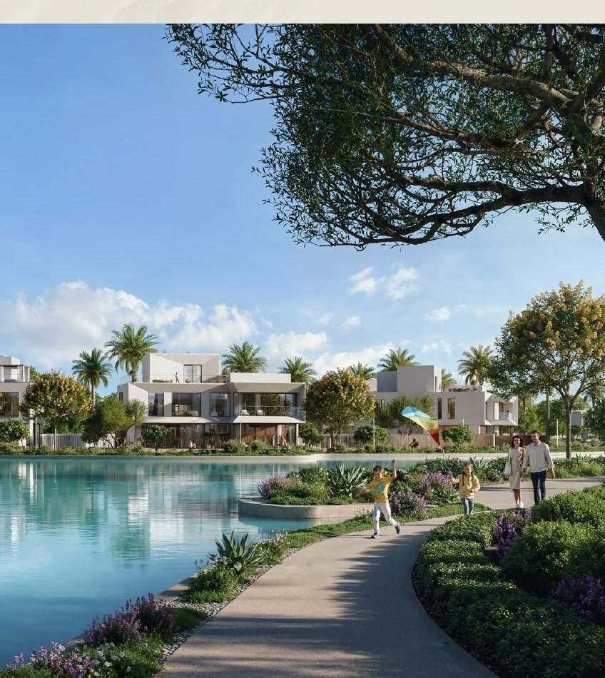 Mareva lagoon and landscaped walking path