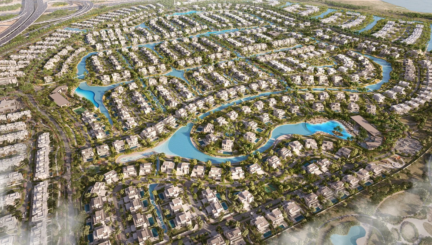 Illustrated aerial masterplan of The Oasis by Emaar
