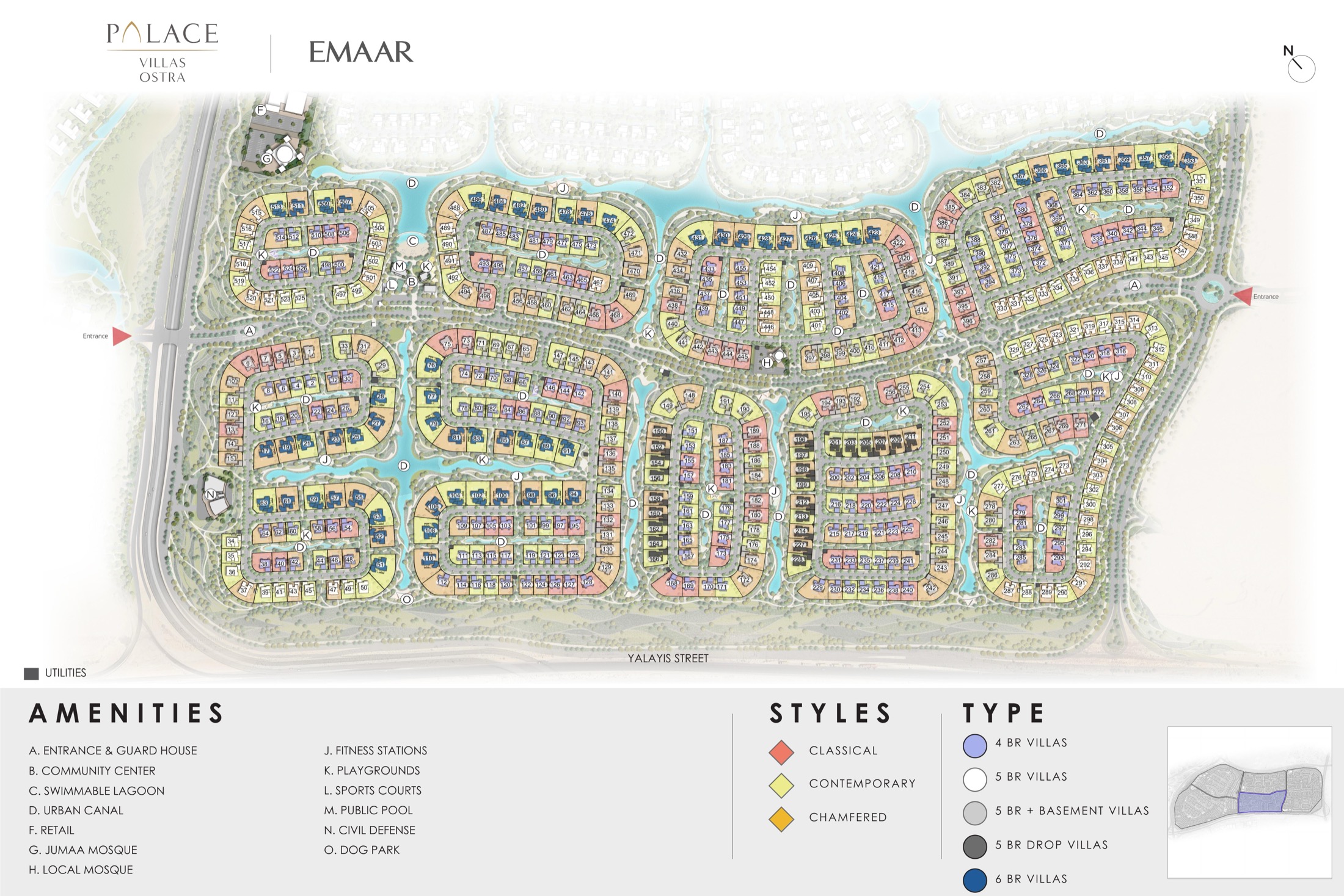 Palace Villas Ostra cluster masterplan at The Oasis by Emaar