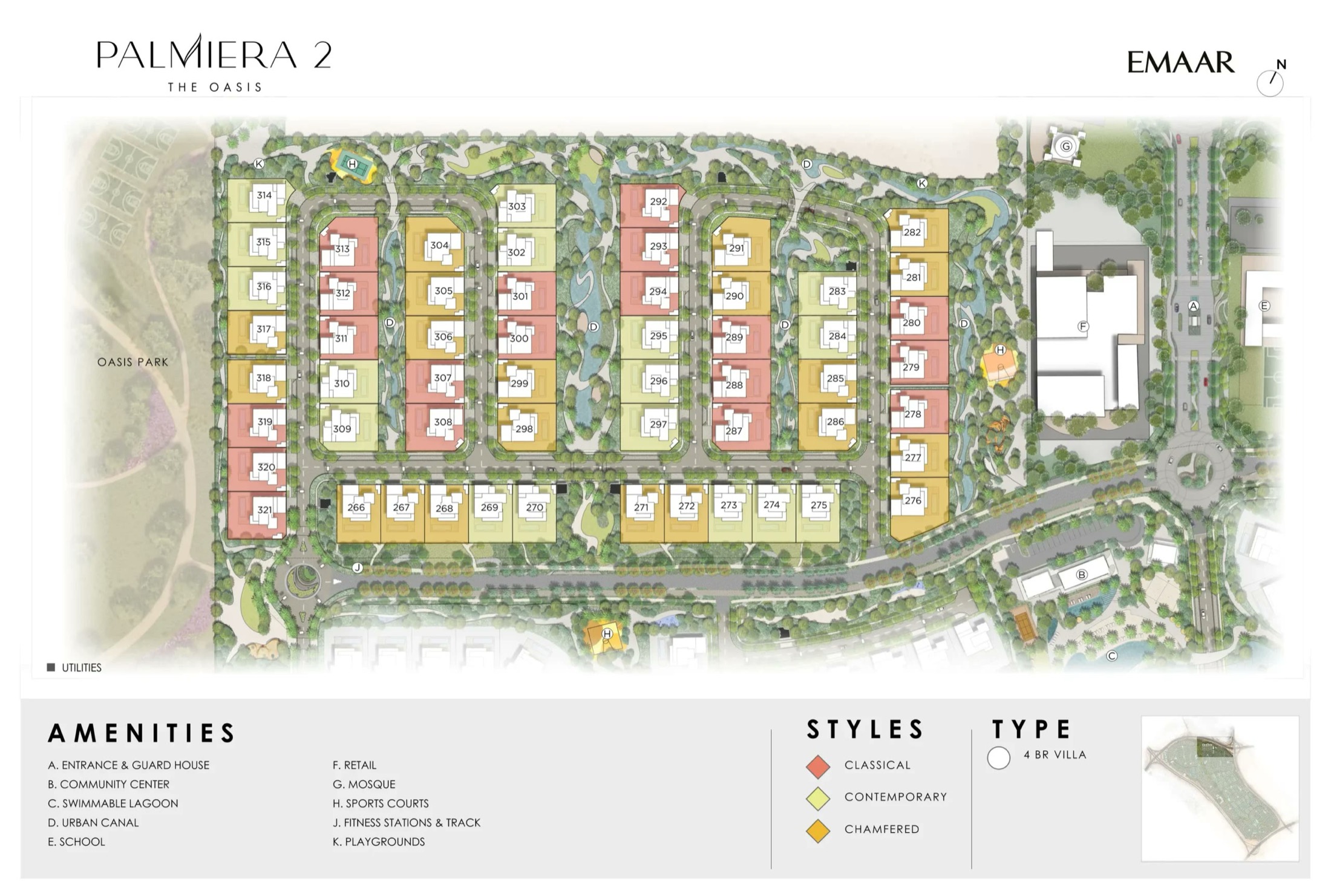 Palmiera 2 cluster masterplan at The Oasis by Emaar